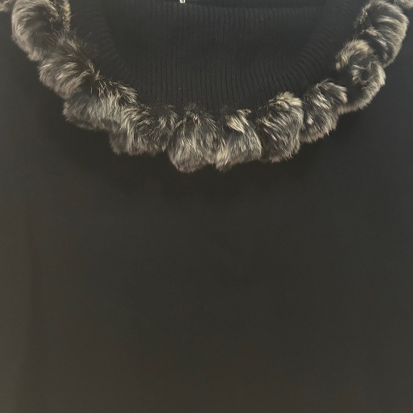 🎉HP🎉 Vtg Cabo Black Sweater with Fur (Faux?) Trimmed Collar PM - Picture 6 of 7